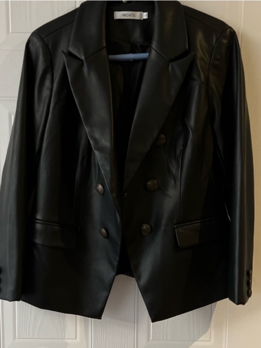 Ricki's Black Faux Leather Double-Breasted Blazer Jacket